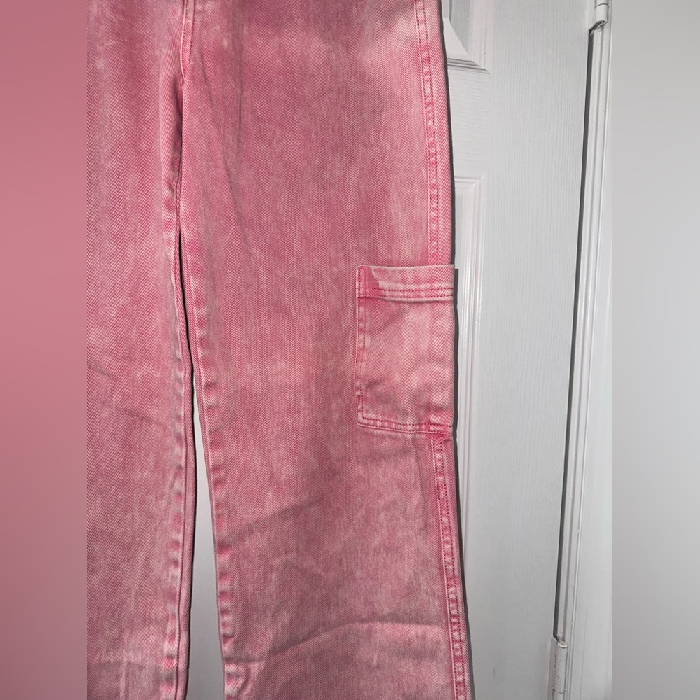 Pink Distressed Wide Leg Jeans! - Picture 3 of 6